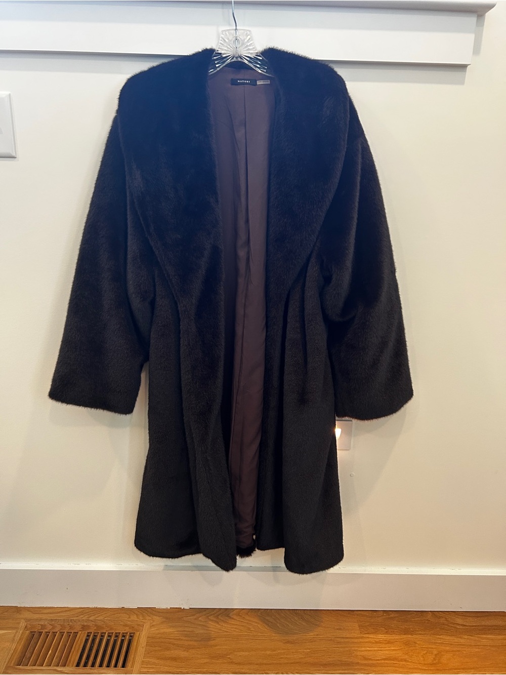 Natori Faux Mink Coat In Espresso